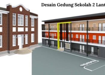 Desain Gedung Sekolah 2 Lantai DWG