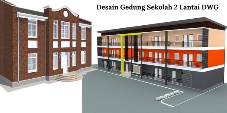 Desain Gedung Sekolah 2 Lantai DWG