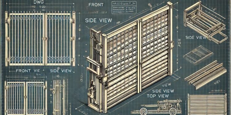 Detail Pintu Folding Gate DWG